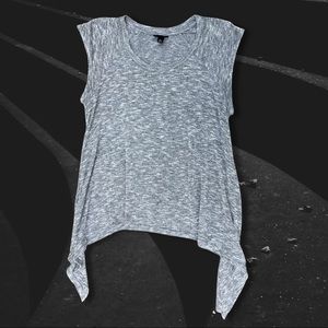 Heather Gray Knit Cap-Sleeved Asymmetrical Top